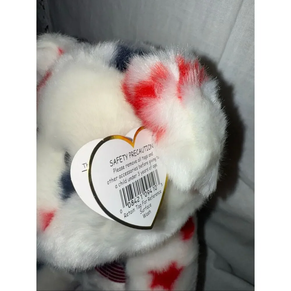 Ty Beanie Buddy Glory Bear 2001 Red White Blue Stars Flag USA Mint Tags 15” TyLO